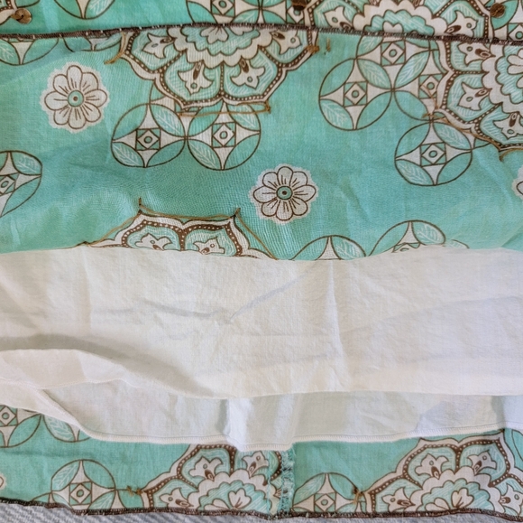 New York And Company Turquoise Brown A Line Boho Lined Skirt Sequins Size 6 - Picture 6 of 10